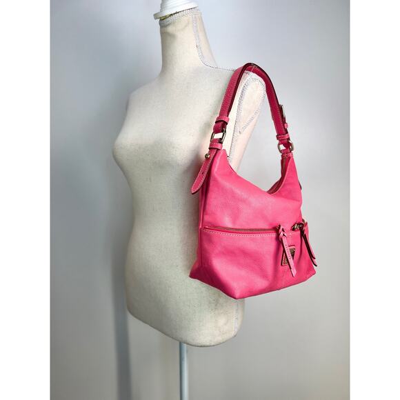 Dooney and Bourke Dillen Zipper Pocket Small Hobo Bag Pink Handbag Purse - Picture 2 of 11